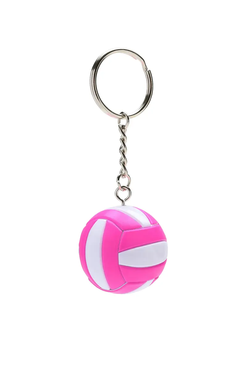 Tandem Sport Volleyball Key Chain - Mini Volleyball on Key Ring - Pink & White | Support Your Game - main product image