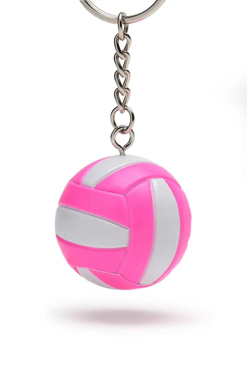 Tandem Sport Volleyball Key Chain - Mini Volleyball on Key Ring - Pink & White | Support Your Game - view 2