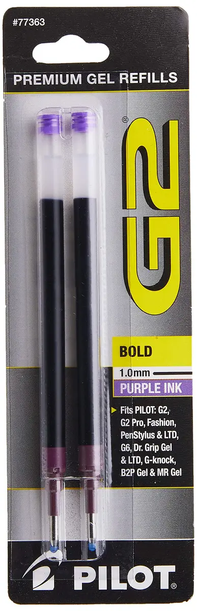 PILOT G2 Gel Ink Refills Bold Point 1 mm | Vibrant Purple, Pack of 2, Compatible with Pilot Gel Pens - main product image