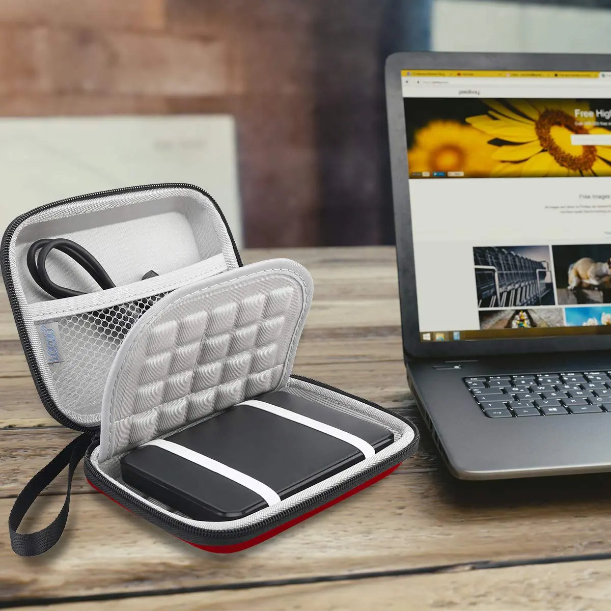 Lacdo Red Hard Drive Case for WD Elements/My Passport Portable HDD 1TB-6TB | Water Repellent & Shockproof - view 6