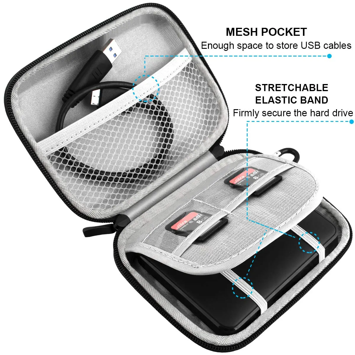 Lacdo Red Hard Drive Case for WD Elements/My Passport Portable HDD 1TB-6TB | Water Repellent & Shockproof - view 2