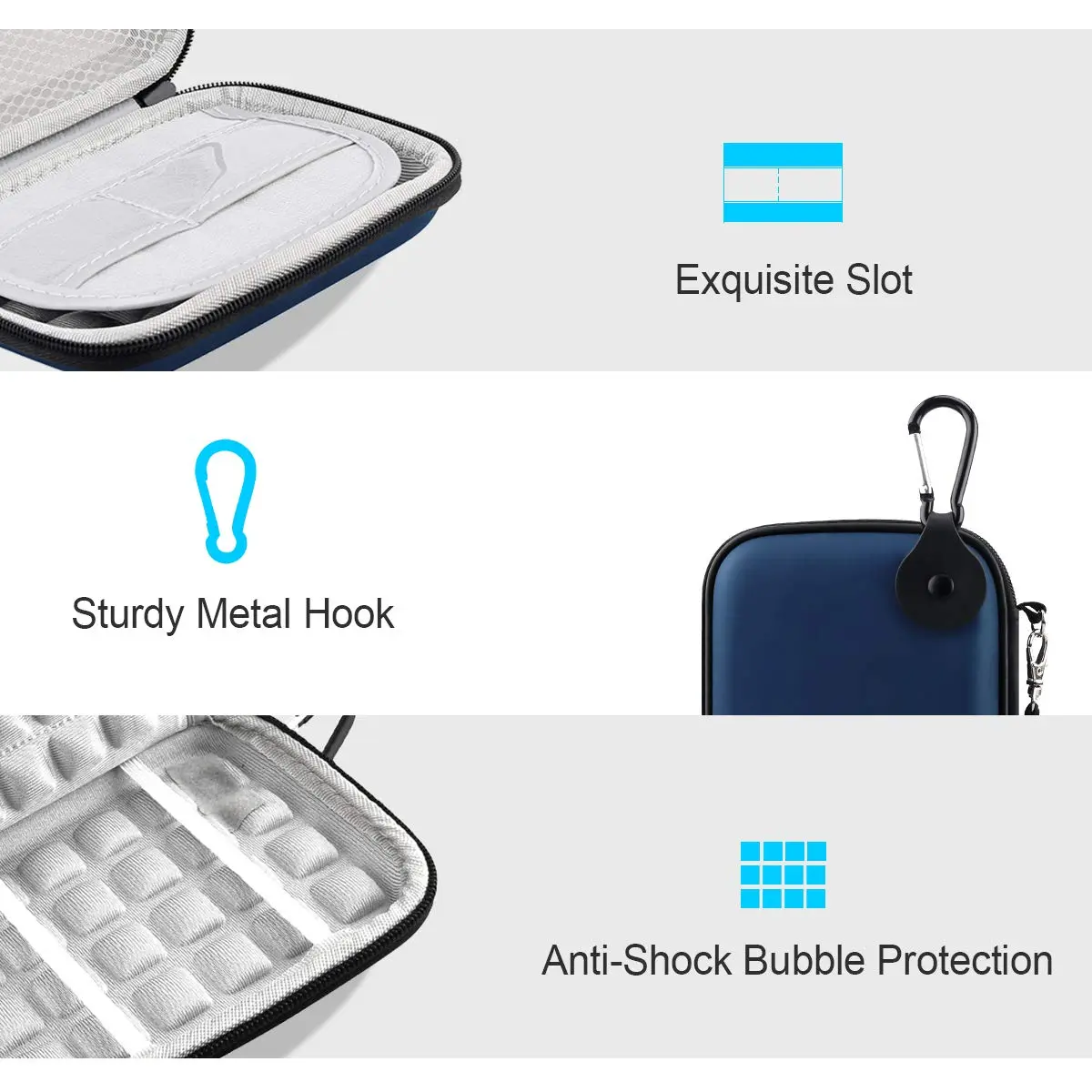 Lacdo Blue Hard Drive Case for WD Elements/My Passport/Seagate Portable HDD 1TB-6TB | 14.2cm (5.6") Exterior - view 2