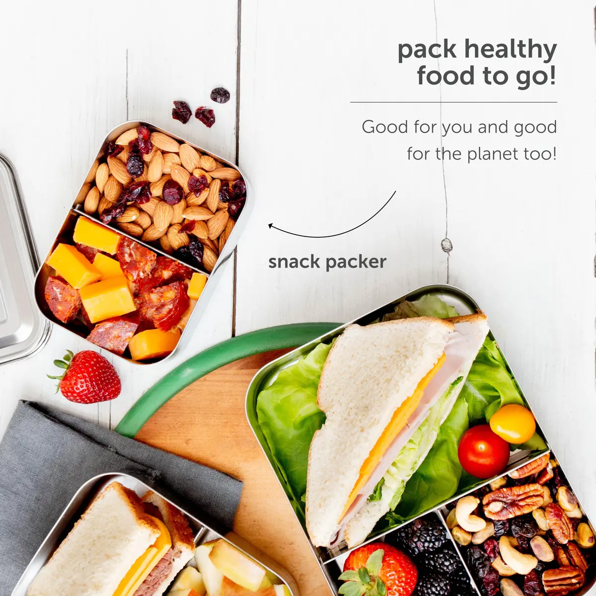 LunchBots Small Stainless Steel Kids Bento Box 2-Section 16oz | Durable, Safe & Perfect for Small Portions in India - view 7