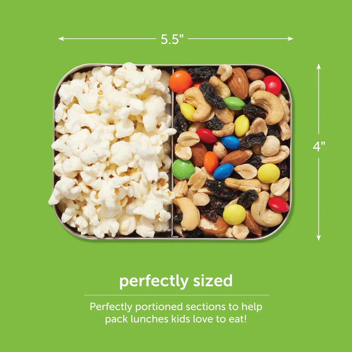 LunchBots Small Stainless Steel Kids Bento Box 2-Section 16oz | Durable, Safe & Perfect for Small Portions in India - view 4