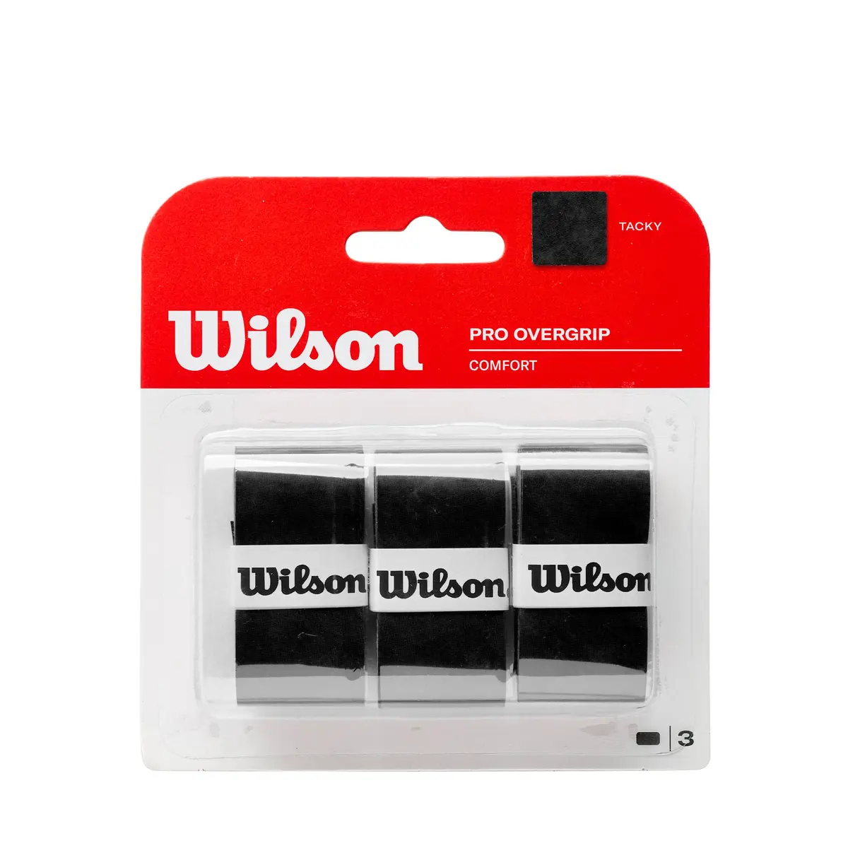 Wilson Pro Tennis Overgrip 3 Pack Black | Thin Stretchy Felt for Pro Feel - main product image