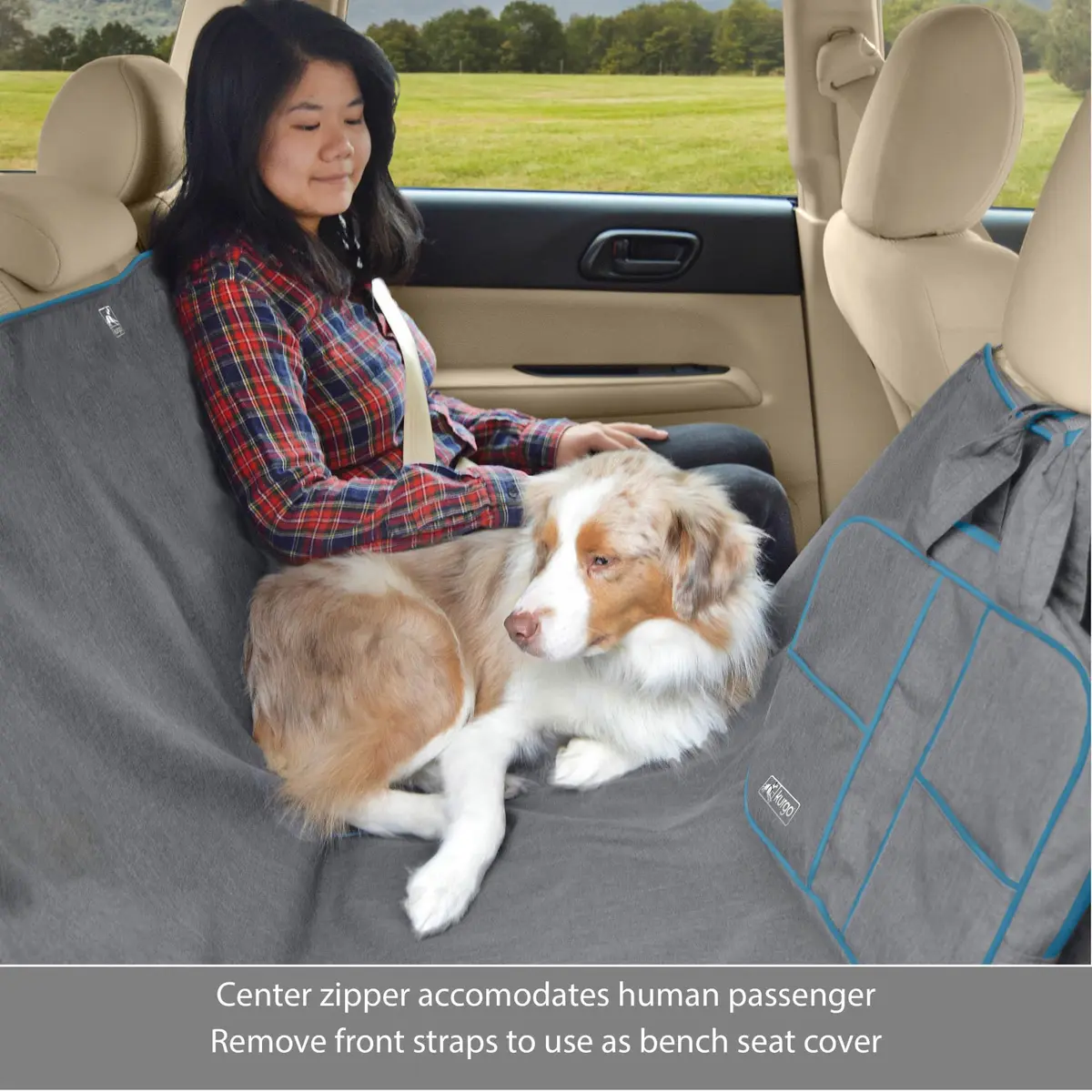 Kurgo Heather Hammock Seat Cover, Charcoal, 55" Wide | Waterproof & Stain-Resistant Car Travel Accessory - view 3