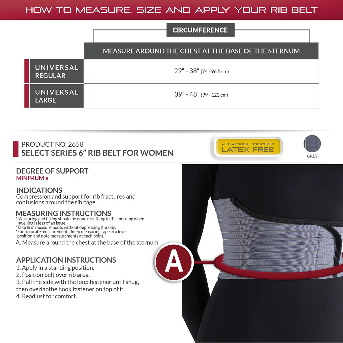 OTC Rib Belt for Women, 6-Inch Elastic Chest, Select Series | Support for Rib Fractures & Contusions - view 2