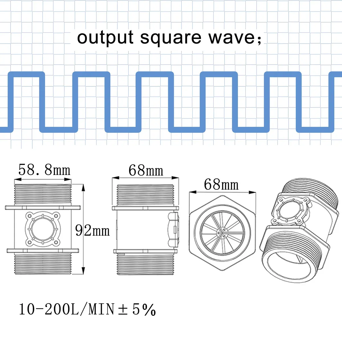 DIGITEN G2 2 inch Water Flow Hall Sensor Switch Meter Flowmeter Control 10-200L/min | Waterproof & Heat Resistant - view 5