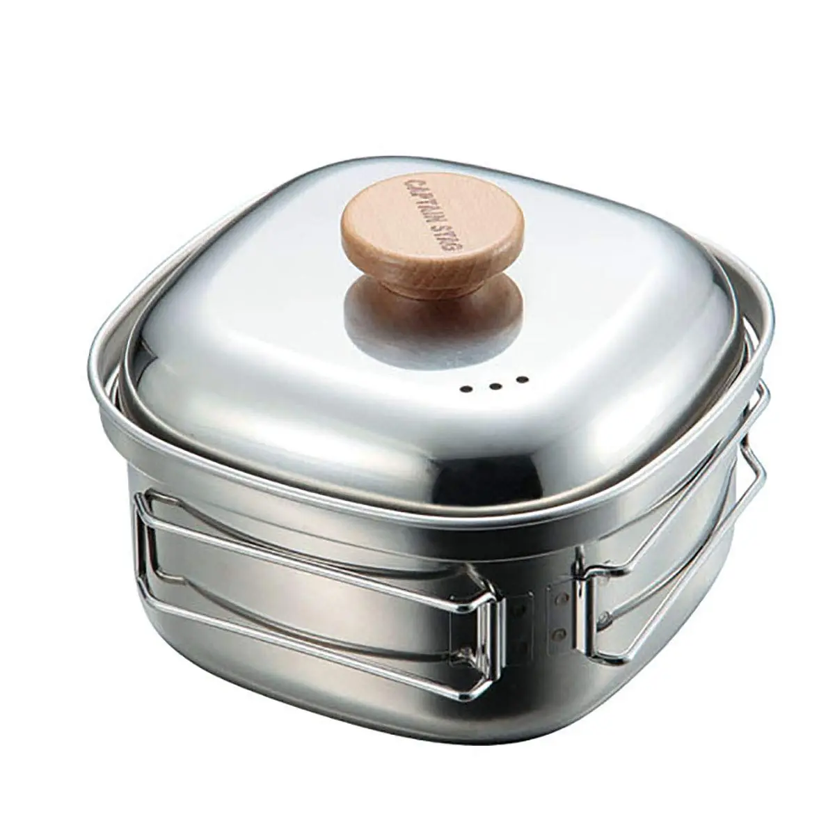 Captain Stag UH-4202 Stainless Steel Square Ramen Cooker 1.3 L | Made in Japan, Suitable for 1-2 People - view 2