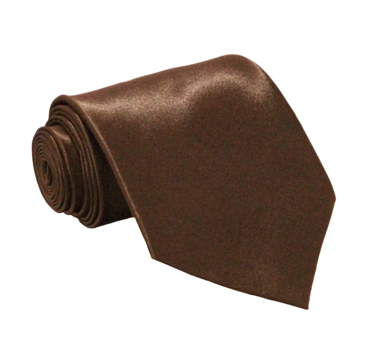Soophen Solid Satin Necktie Brown | 9.5cm (3.75 Inches) Width - main product image