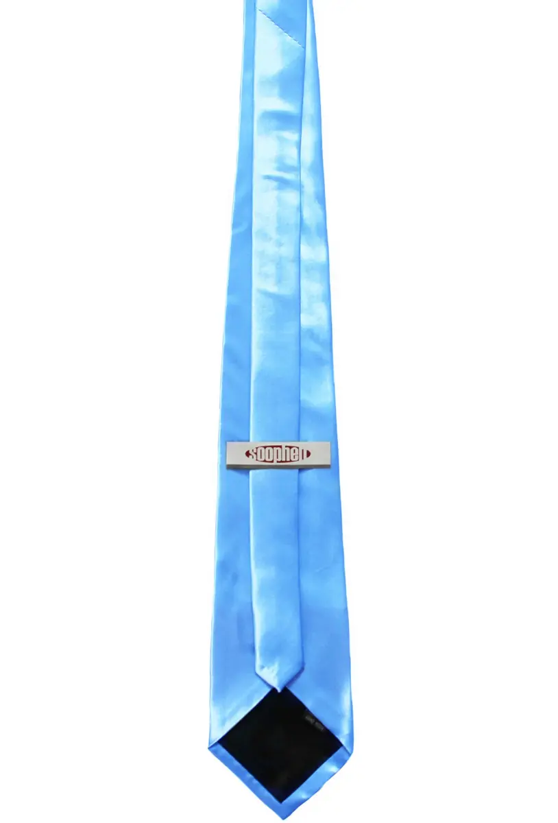 Soophen Solid Satin Necktie Sky Blue 57 inches (145 cm) | Formal & Everyday Wear - view 2
