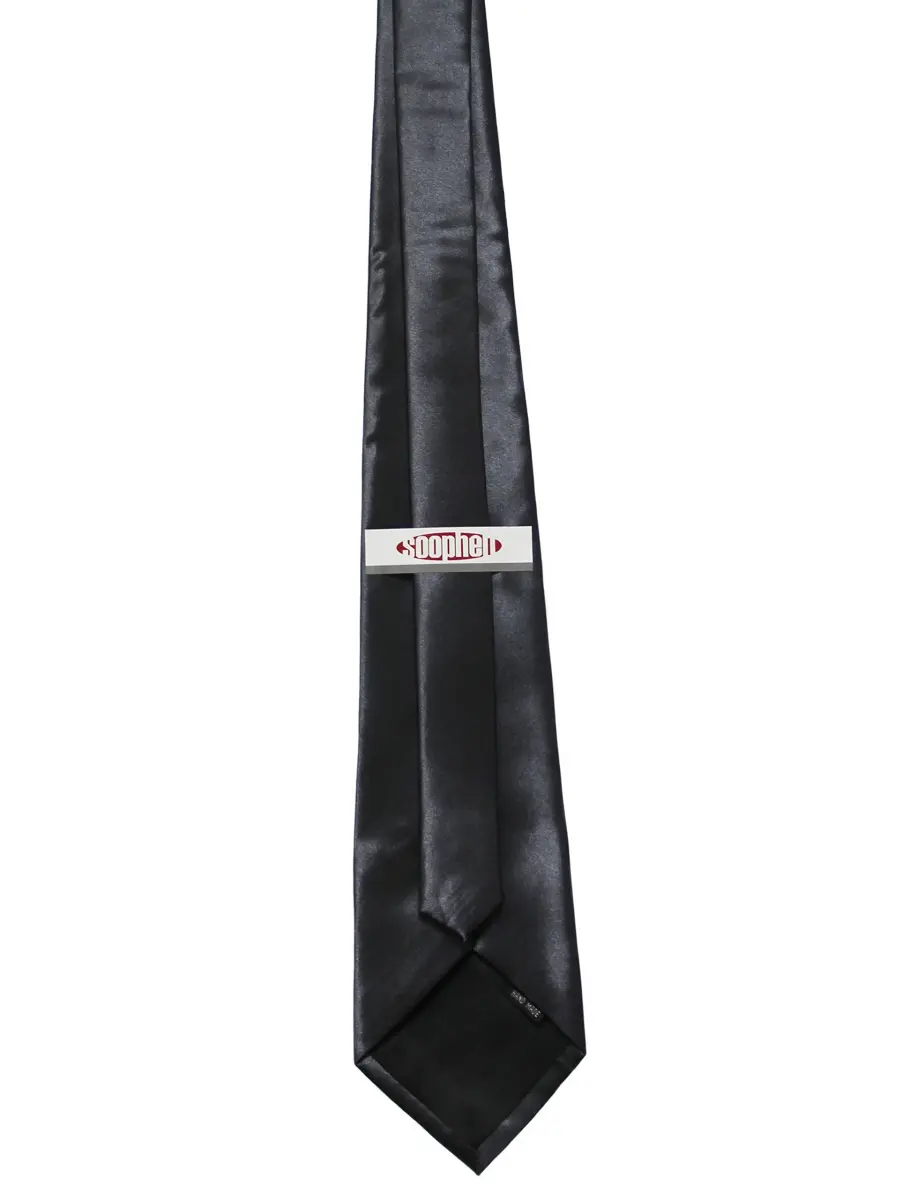 Soophen Solid Satin Necktie Dark Gray | Formal Business & Wedding Wear - view 2