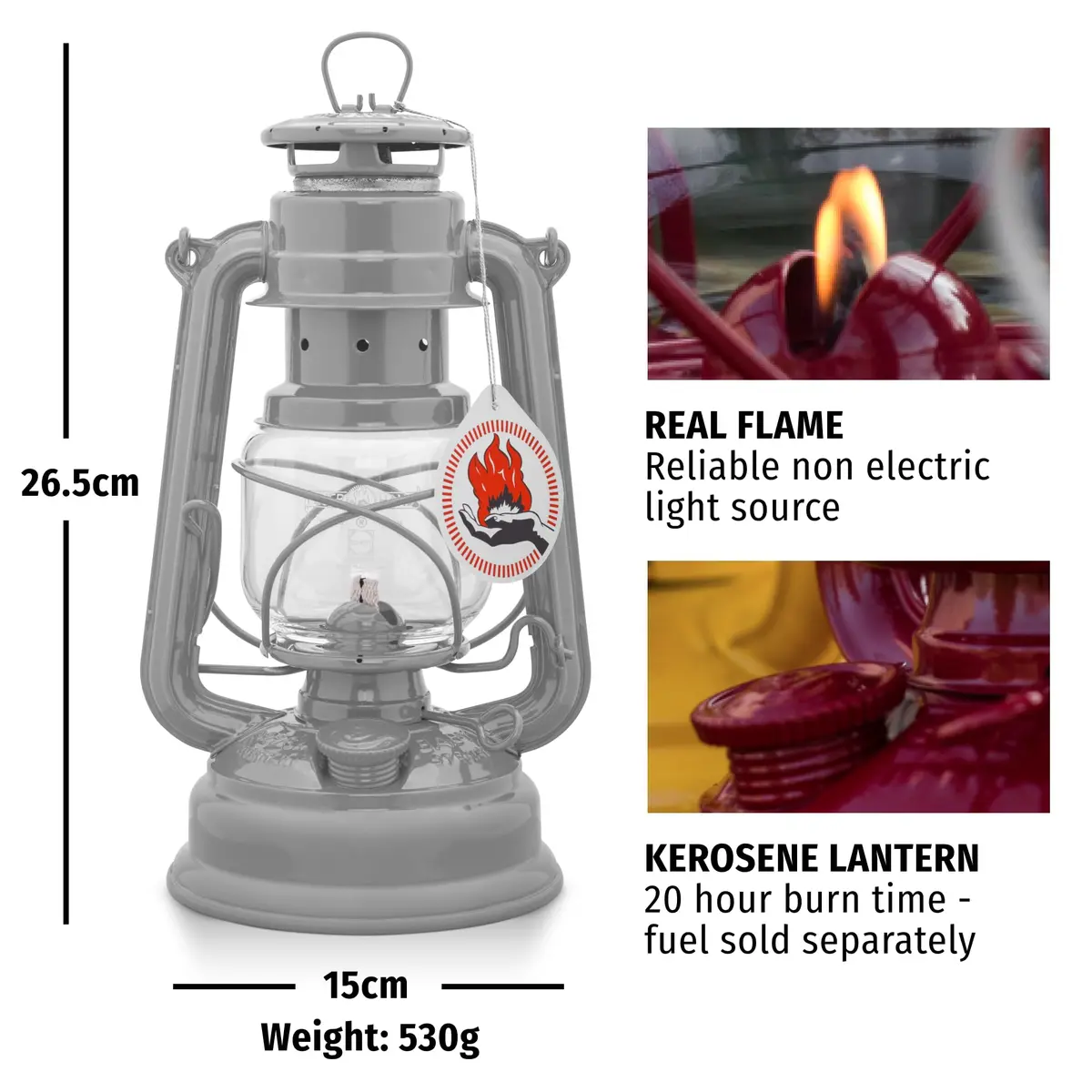 Feuerhand Galvanized Storm Lantern 26 cm | Durable, Weather-Resistant Outdoor Lighting - view 6