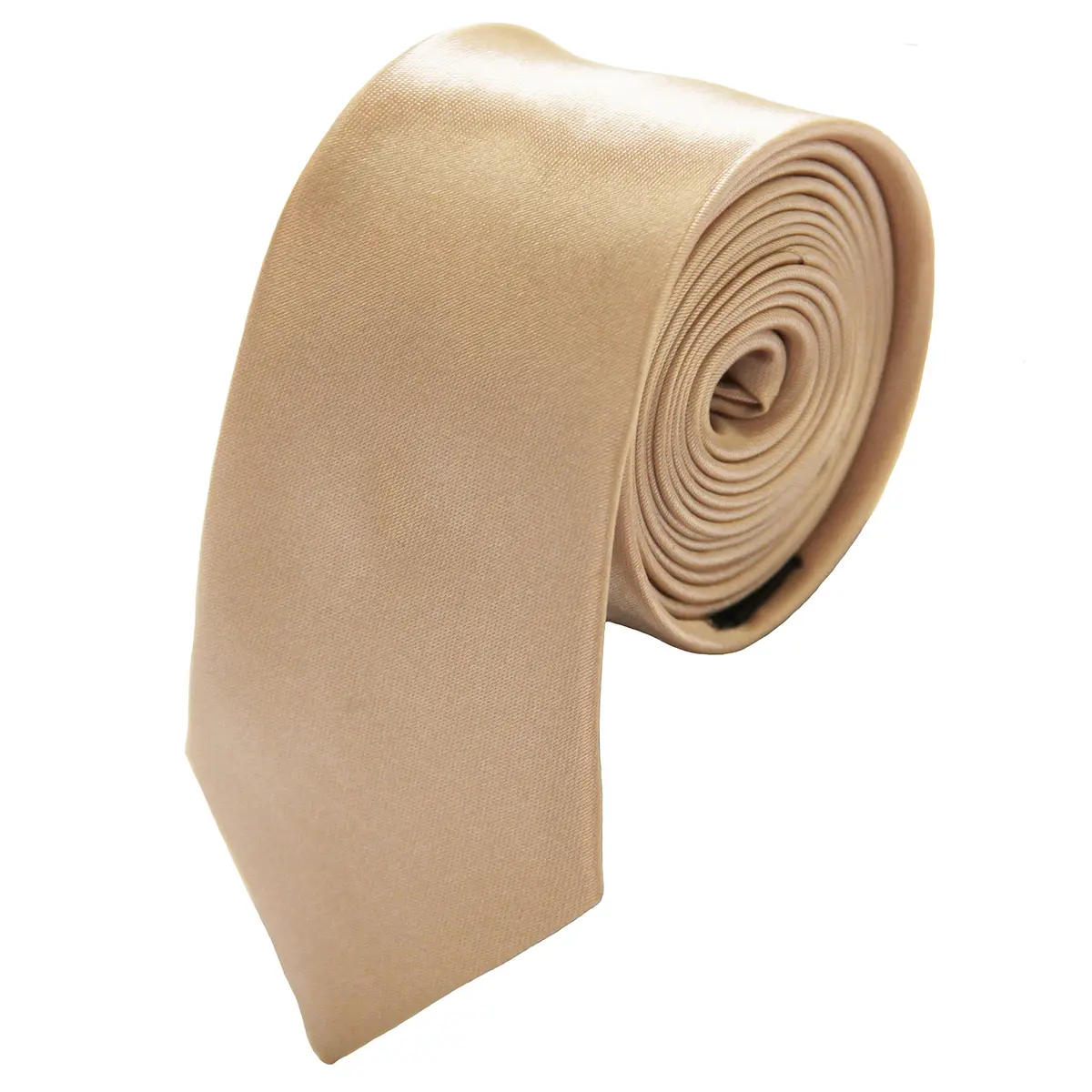 Soophen Mens Solid Color Skinny Tie 57in Light Champagne | Formal & Casual Wear - main product image
