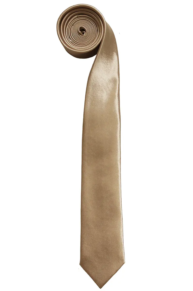 Soophen Mens Solid Color Skinny Tie 57in Light Champagne | Formal & Casual Wear - view 2