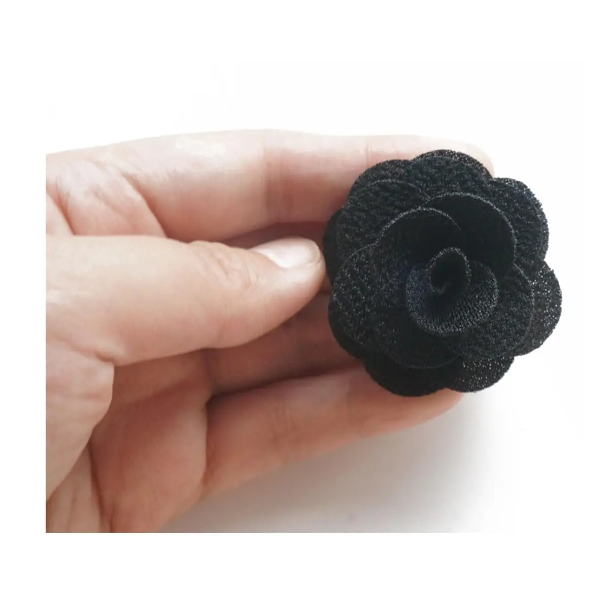 Hansicod Men's Lapel Flower Handmade Boutonniere Pin for Suit (Black) | 4cm Satin Brooch for Formal & Casual Wear - view 5