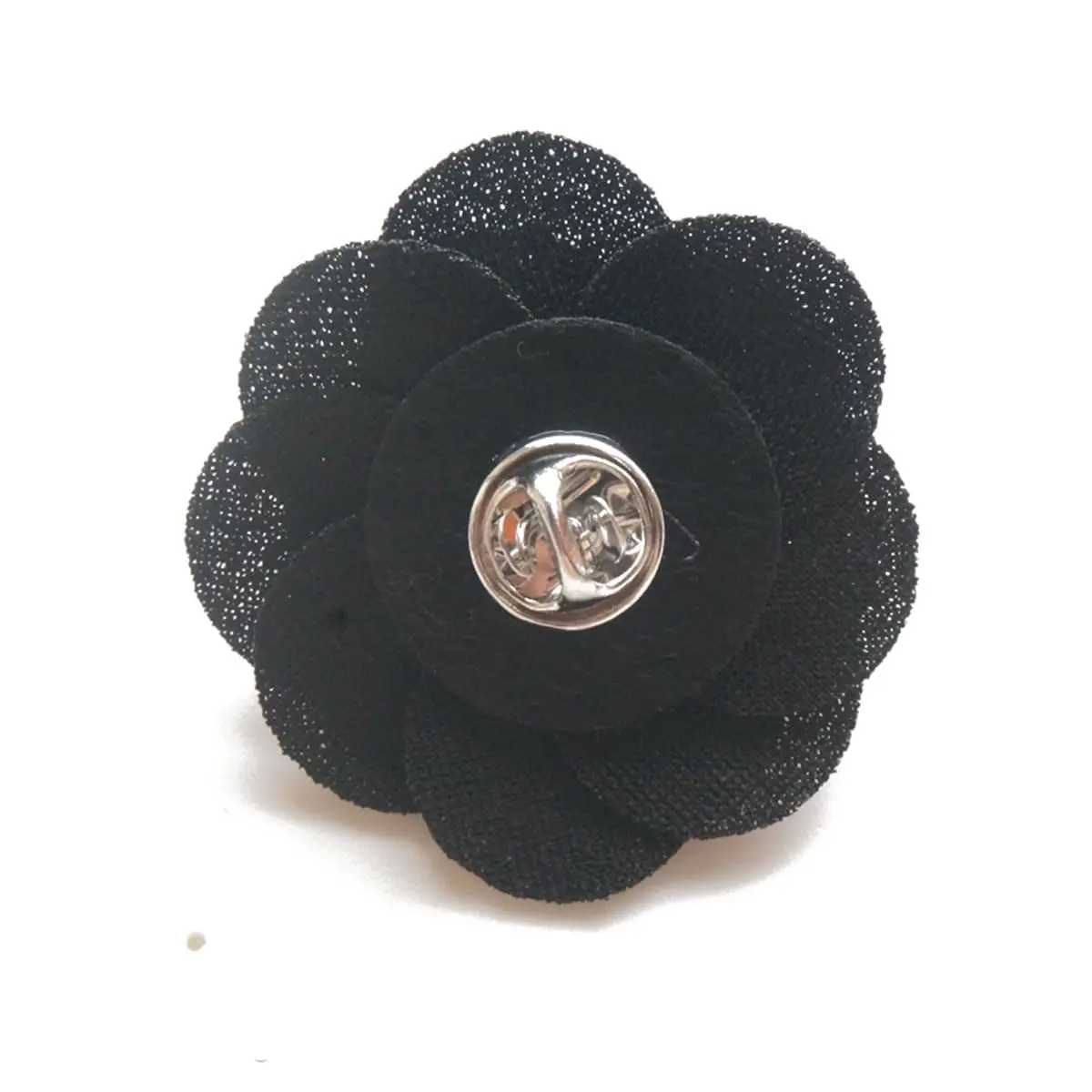 Hansicod Men's Lapel Flower Handmade Boutonniere Pin for Suit (Black) | 4cm Satin Brooch for Formal & Casual Wear - view 2