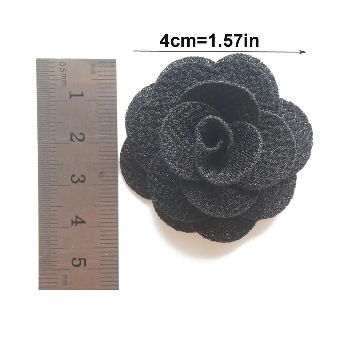 Hansicod Men's Lapel Flower Handmade Boutonniere Pin for Suit (Black) | 4cm Satin Brooch for Formal & Casual Wear - view 3