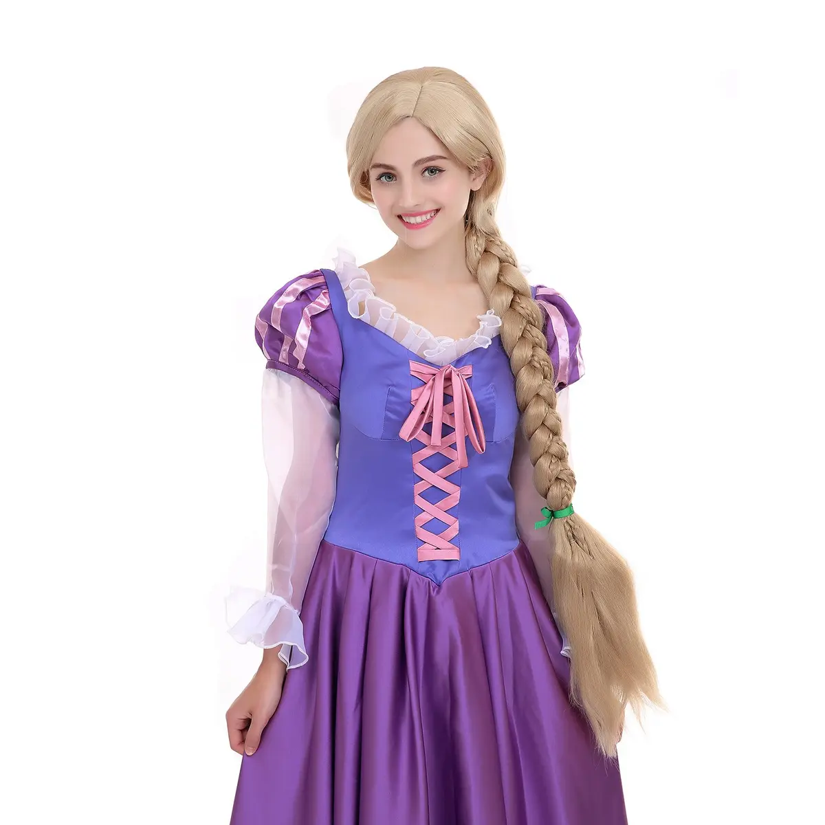 Angelaicos 47 Inch Blonde Braided Costume Wig with 10 Flowers | Cosplay & Costume Party Ready - view 5