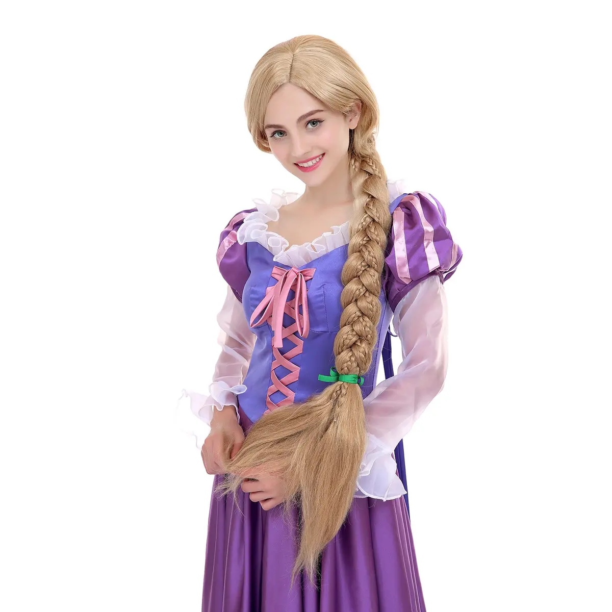 Angelaicos 47 Inch Blonde Braided Costume Wig with 10 Flowers | Cosplay & Costume Party Ready - view 6