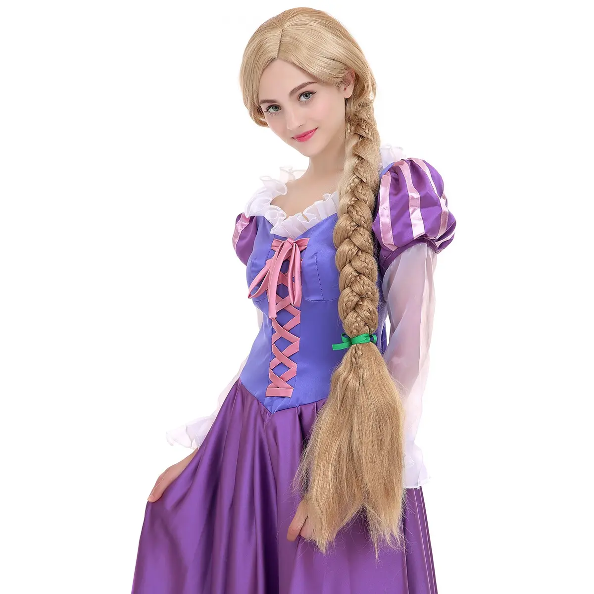 Angelaicos 47 Inch Blonde Braided Costume Wig with 10 Flowers | Cosplay & Costume Party Ready - view 7
