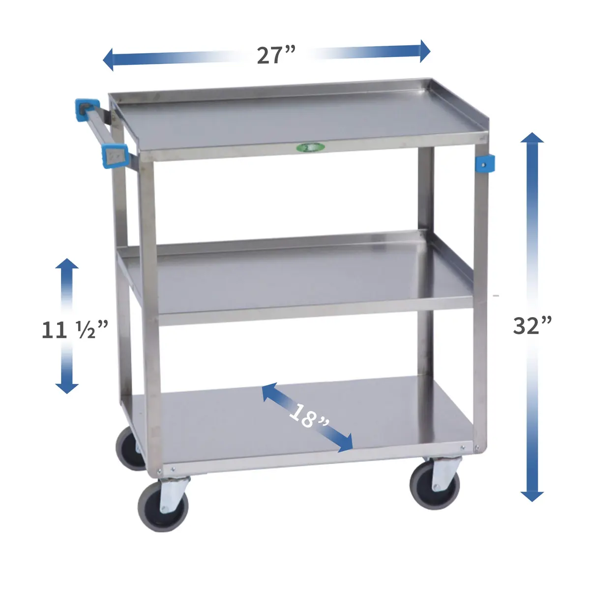 Lakeside 422 Stainless Steel Utility Cart 3 Shelves 500 lb Capacity Fully Assembled - view 3