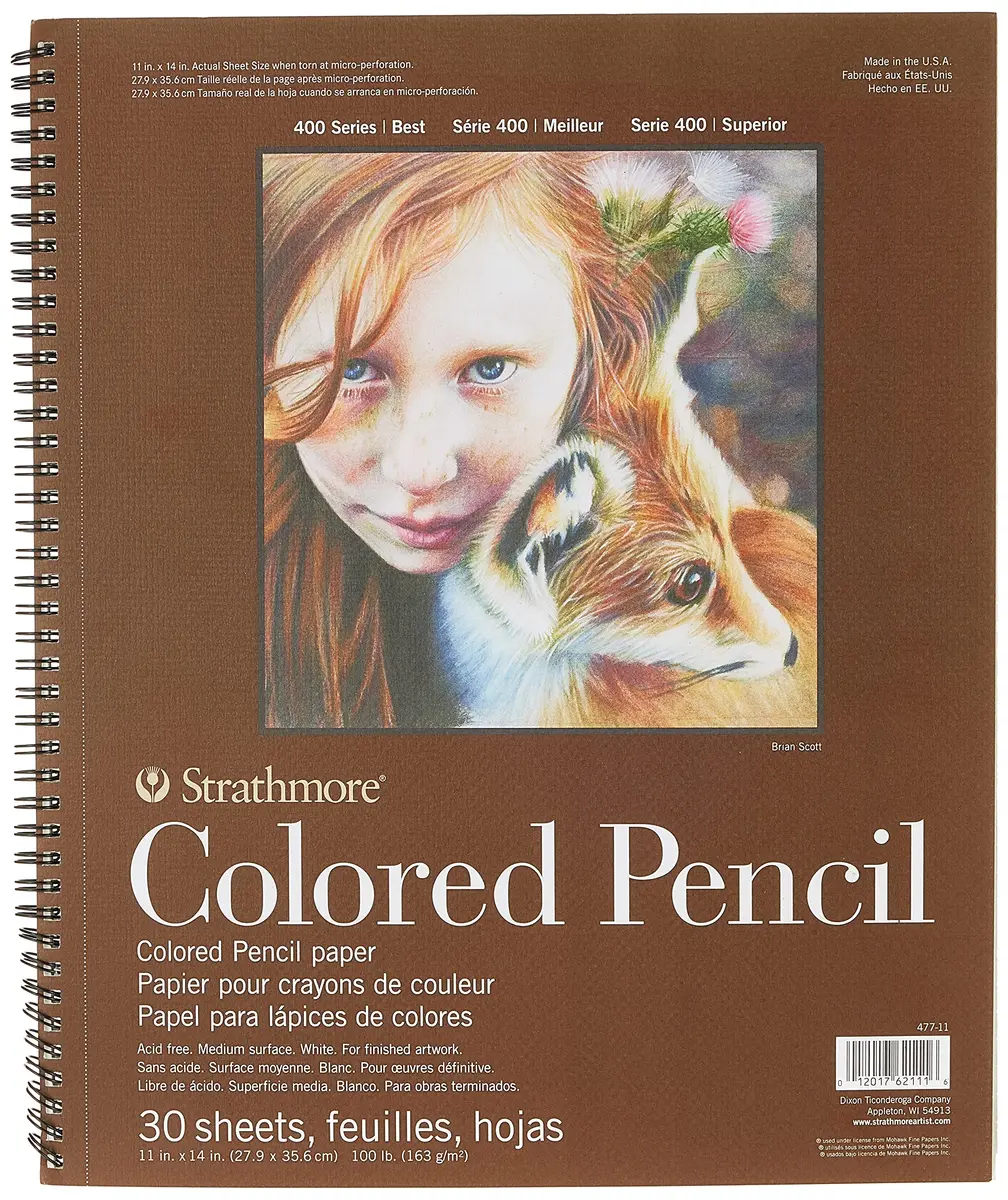 Strathmore 400 Series Wire Bound Colored Pencil Pad, 11 x 14 inches | 30 Sheets, Medium Tooth, White Paper - view 2