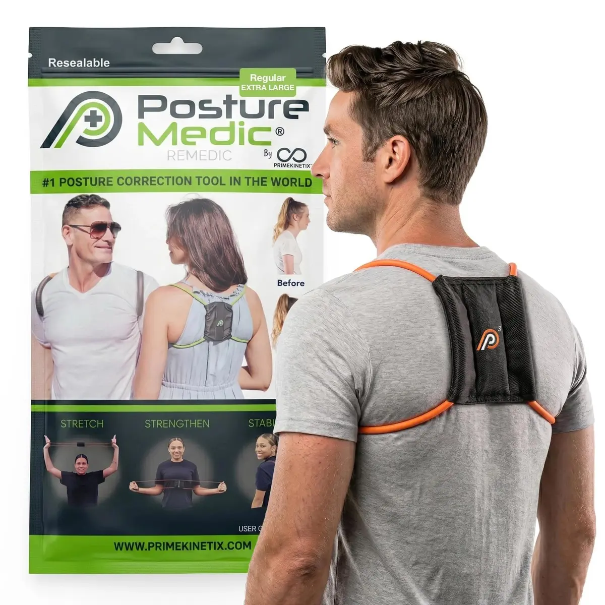 PRIMEKINETIX PostureMedic Plus Strength Orthopedic Brace 2XL | Dynamic Resistance for Athletes - main product image