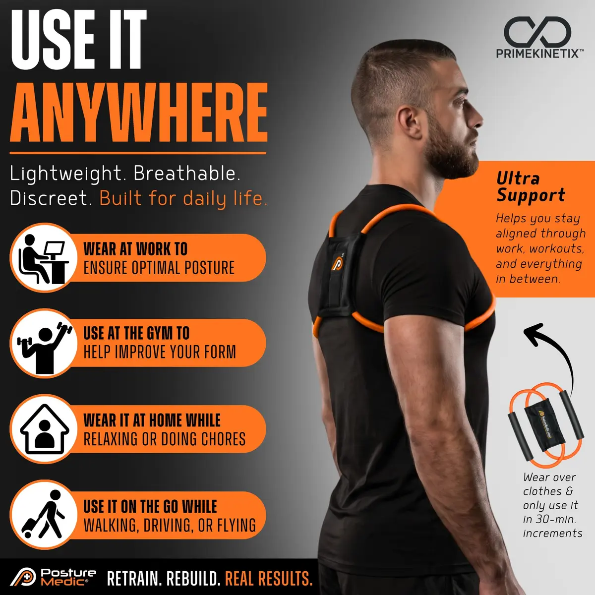 PRIMEKINETIX PostureMedic Plus Strength Orthopedic Brace 2XL | Dynamic Resistance for Athletes - view 5