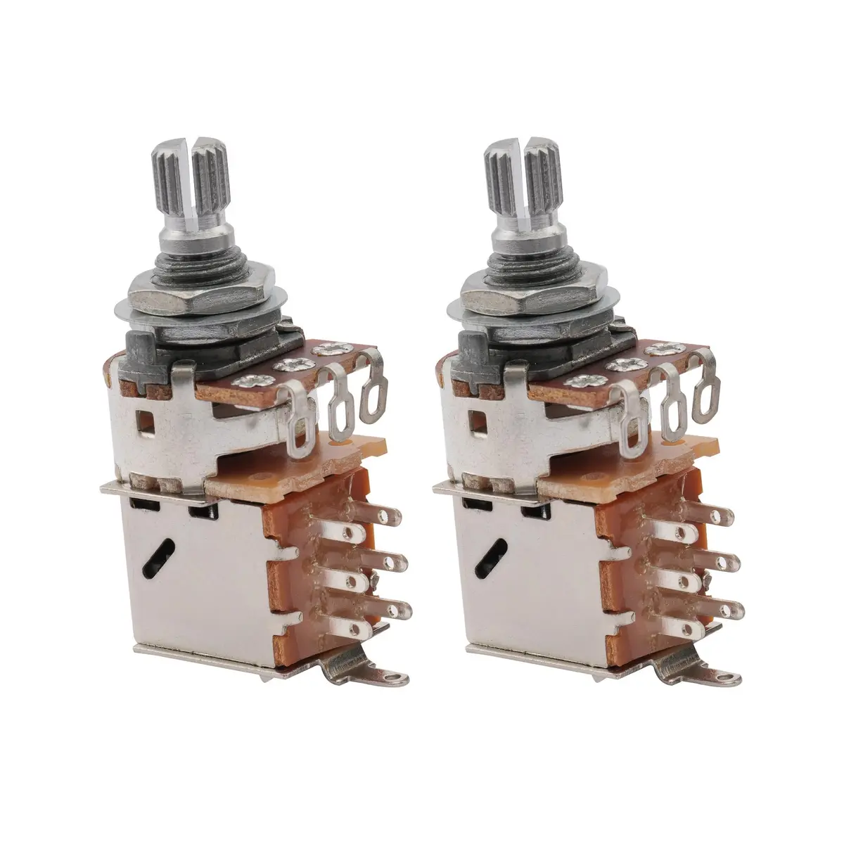 Musiclily Basic B500K Metric 18 Spline Short Shaft Push/Pull Pot 2Pcs | 500k Linear Taper for Electric Guitar & Bass - main product image
