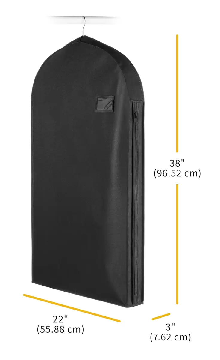 Whitmor Deluxe Suit Garment Bag, 38" Heavy Duty 3" Gusset, 1 Pack Black | Water-Repellent Polyester for Travel & Storage - view 5