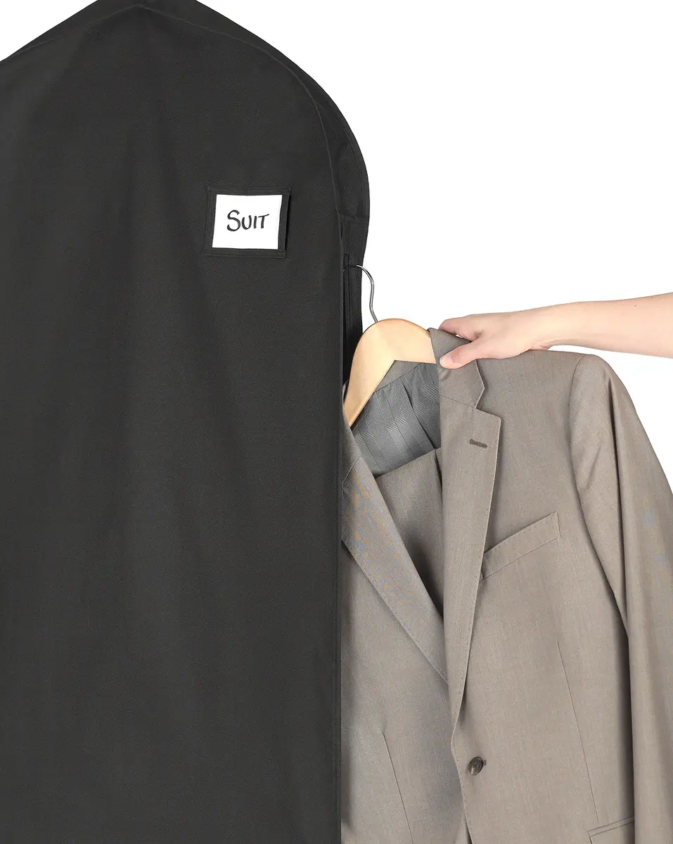 Whitmor Deluxe Suit Garment Bag, 38" Heavy Duty 3" Gusset, 1 Pack Black | Water-Repellent Polyester for Travel & Storage - view 3