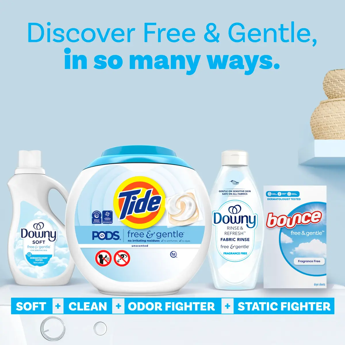 Tide PODS Free & Gentle Laundry Detergent Pacs, 81 Count (1.9kg / 4.25lb) | Hypoallergenic & Dye-Free Formula - view 8