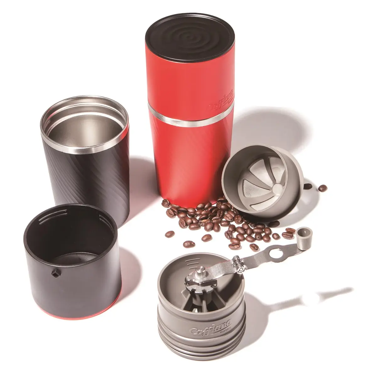 Cafflano Klassic All-in-1 Pour Over Coffee Maker with Grinder, Kettle, Filter & Tumbler | Red, 450ml (15.2 Fl Oz) - view 9