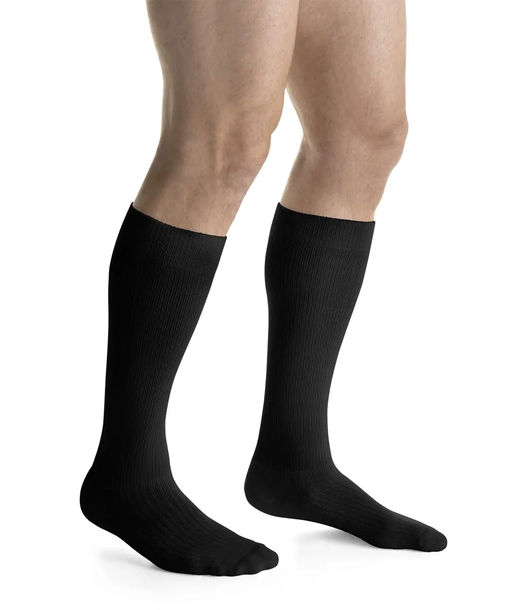 JOBST Activewear 20-30 mmHg Knee High Compression Socks Large Full Calf Cool Black | Moisture-Wicking, Soft & Supportive - main product image