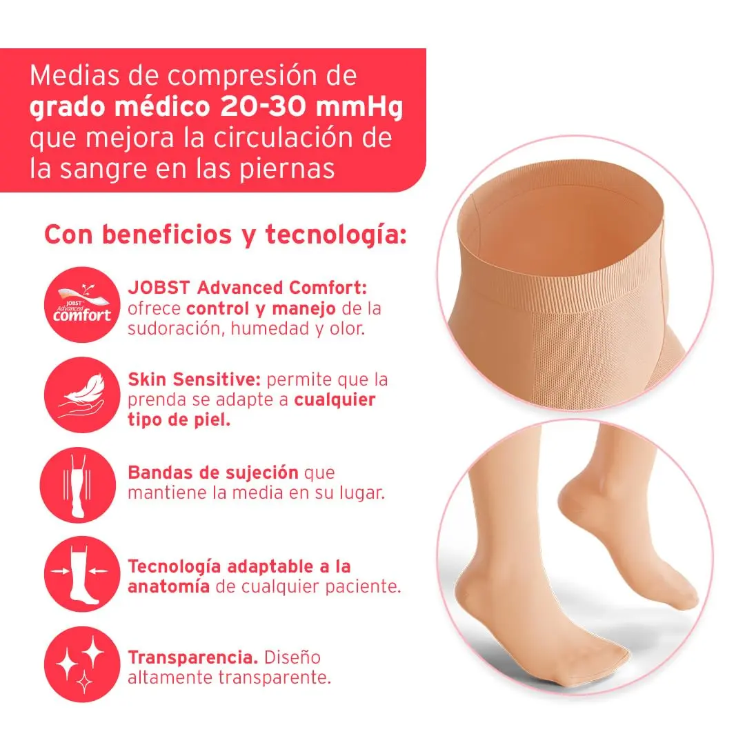 JOBST UltraSheer Waist-High Compression Stockings for Women - Large, Natural | 20-30 mmHg Support - view 3