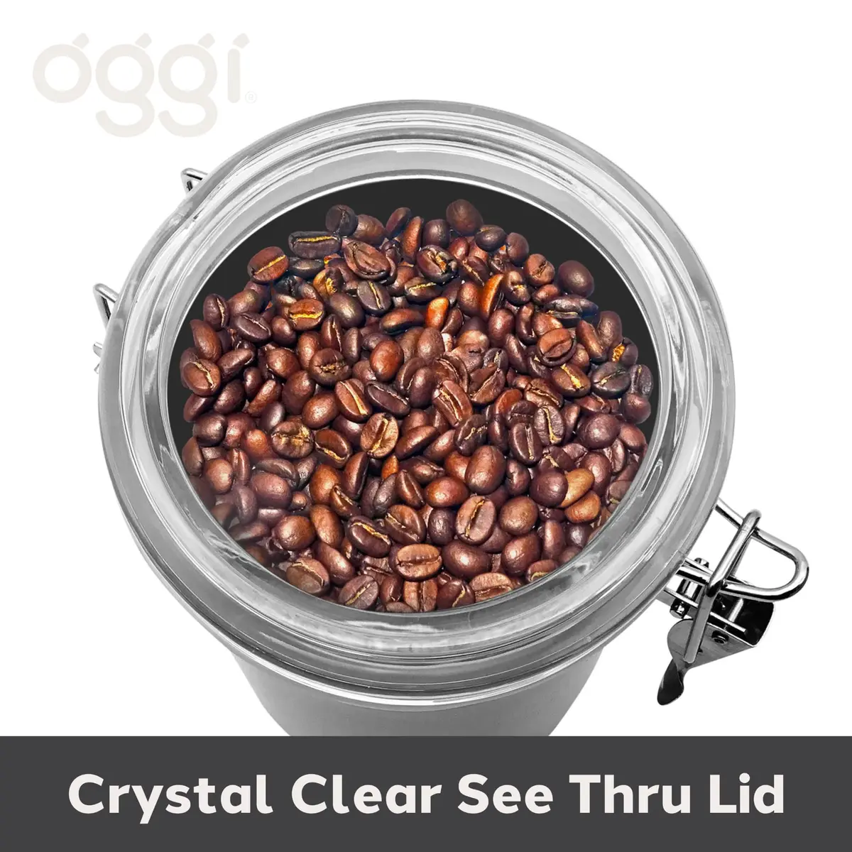 Oggi Stainless Steel Coffee Canister 62 fl oz | Airtight Clamp Lid, See-Thru Top, Durable Kitchen Storage - view 4