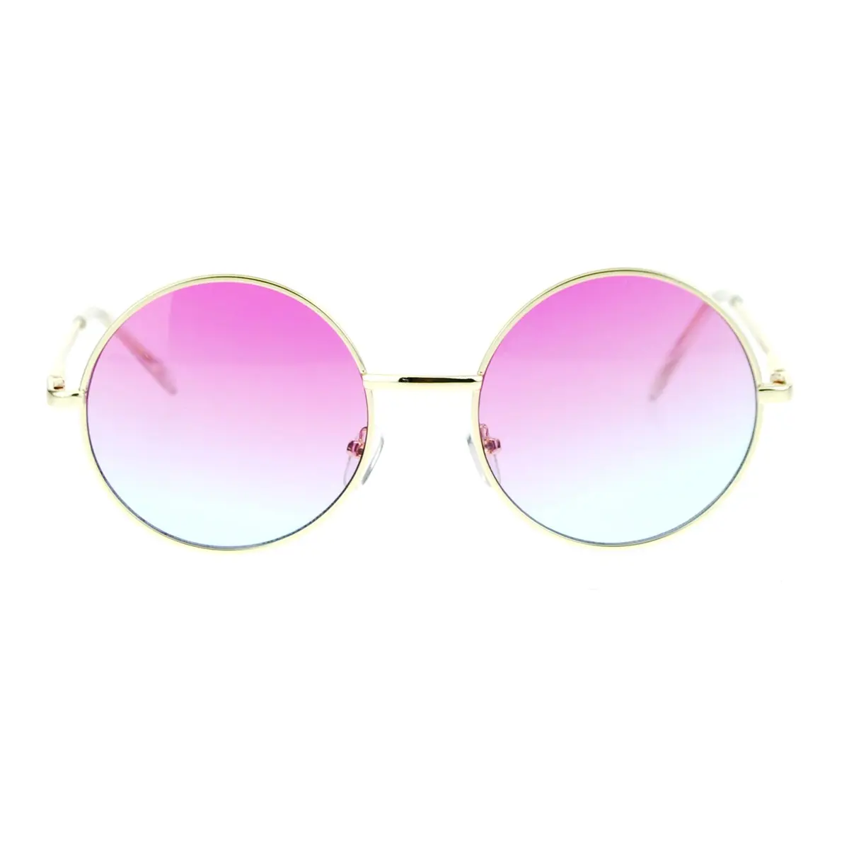 SA106 Retro Vintage Style Round Circle Hippie Sunglasses Pink Blue | 100% UVA & UVB Protection - main product image