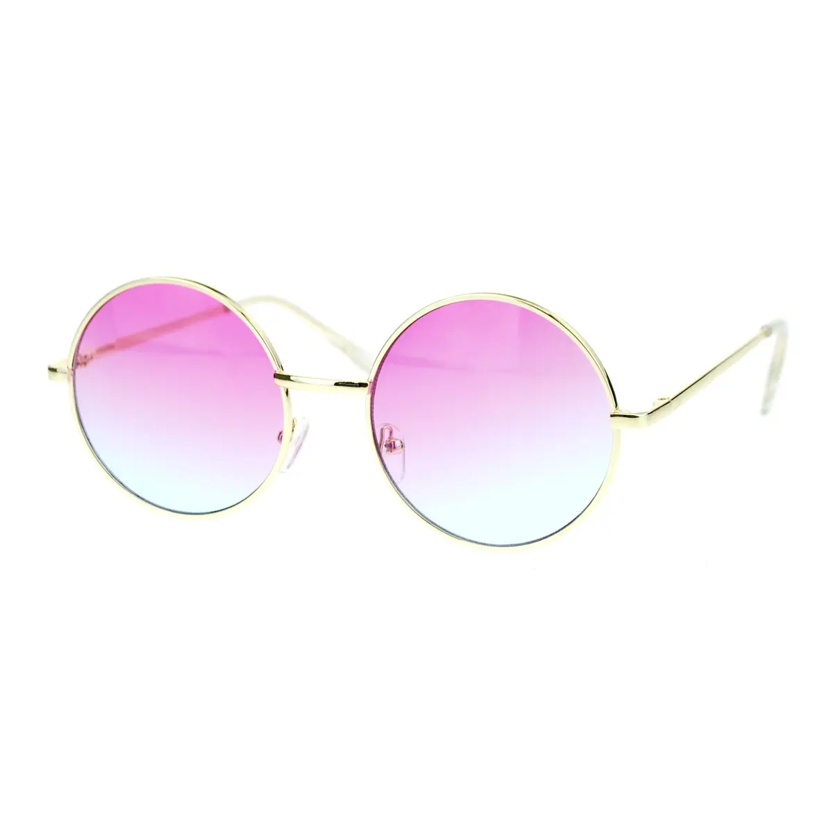 SA106 Retro Vintage Style Round Circle Hippie Sunglasses Pink Blue | 100% UVA & UVB Protection - view 2