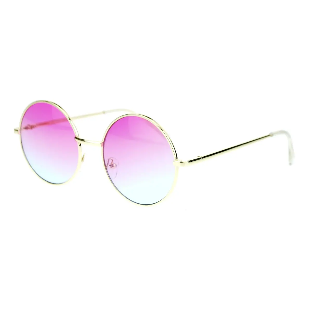 SA106 Retro Vintage Style Round Circle Hippie Sunglasses Pink Blue | 100% UVA & UVB Protection - view 3