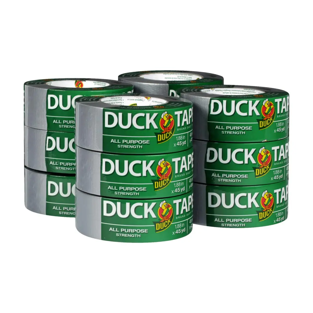 Duck Silver Heavy Duty Duct Tape 12-Pack 1.88 Inch x 45 Yard | Strong Adhesion Waterproof Backing - main product image