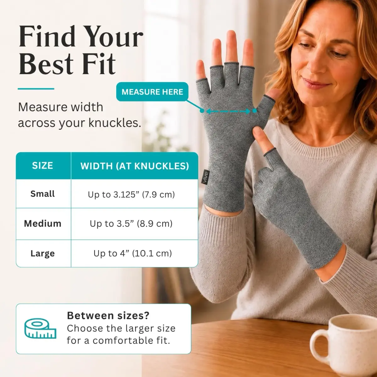 Vive Arthritis Gloves for Men & Women - Rheumatoid Compression Hand Glove with Wrist Support - Small, Grey | Soothing Pain Relief for Osteoarthritis & Carpal Tunnel - view 5