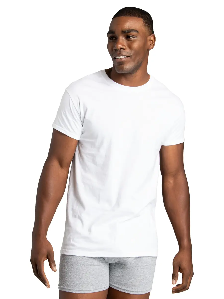 Fruit of the Loom Mens Stay Tucked Crew T-Shirt Underwear, Classic Fit - White 6 Pack, X-Large US - view 2