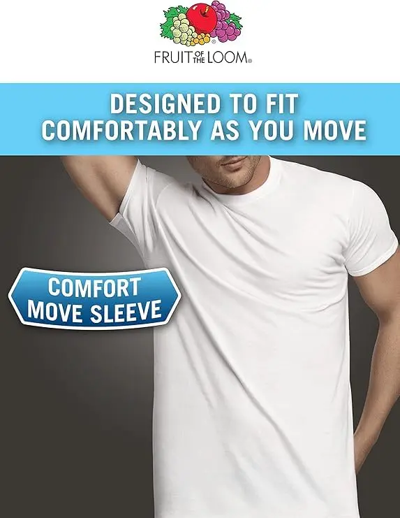 Fruit of the Loom Mens Stay Tucked Crew T-Shirt Underwear, Classic Fit - White 6 Pack, X-Large US - view 4