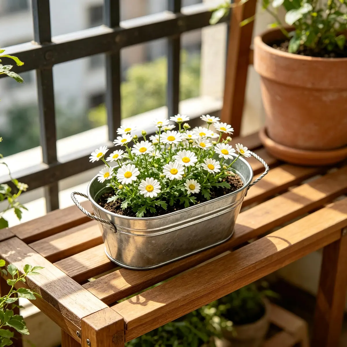 Hosley Set of 6 Oval Galvanized Planter Floral Pot 7.5 Inch Long 3.5 Inch High | Decorative Indoor & Outdoor - view 3