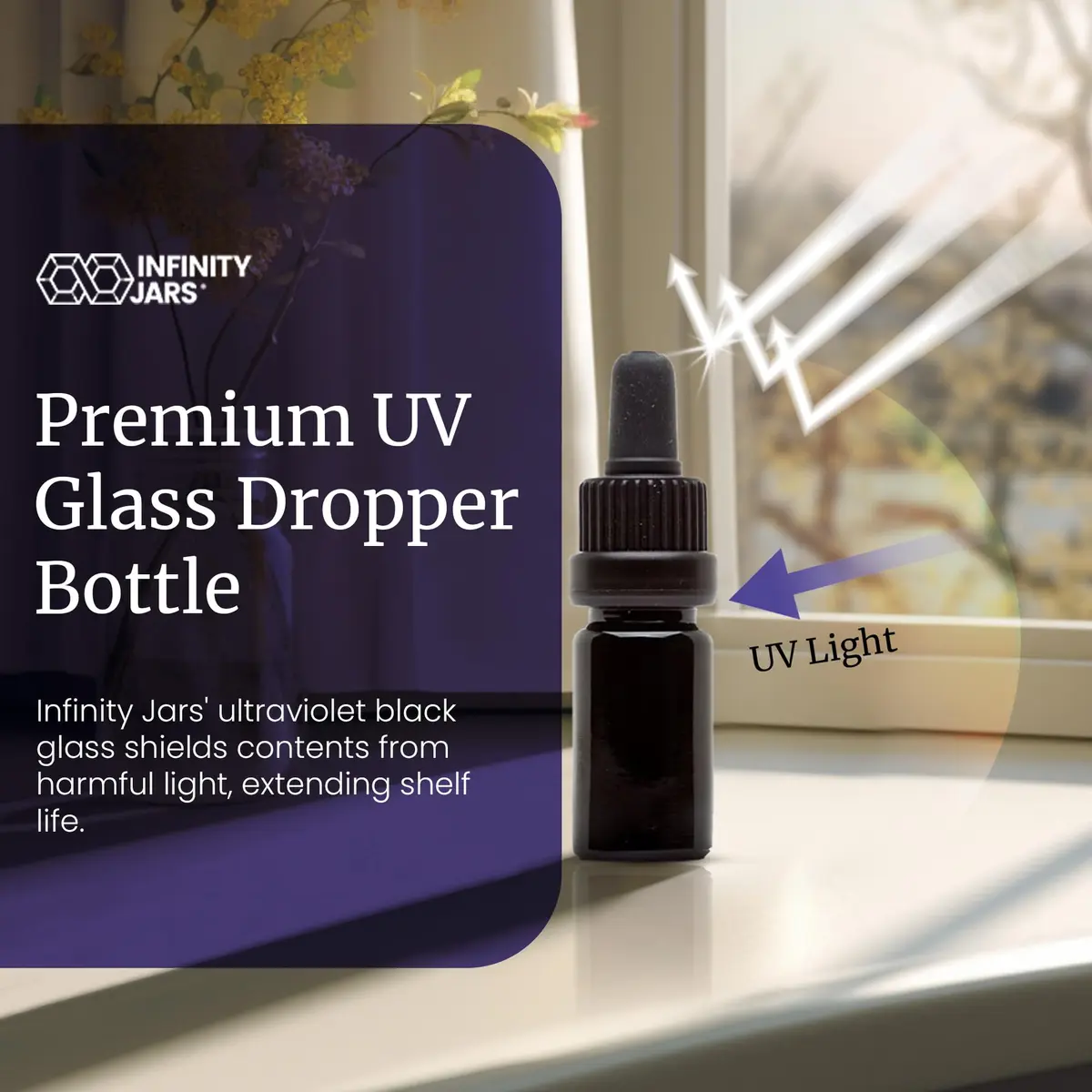 Infinity Jars 10 ml UV-Black Glass Dropper Bottle | Leak-Proof Travel Vial for Oils & Serums - view 5