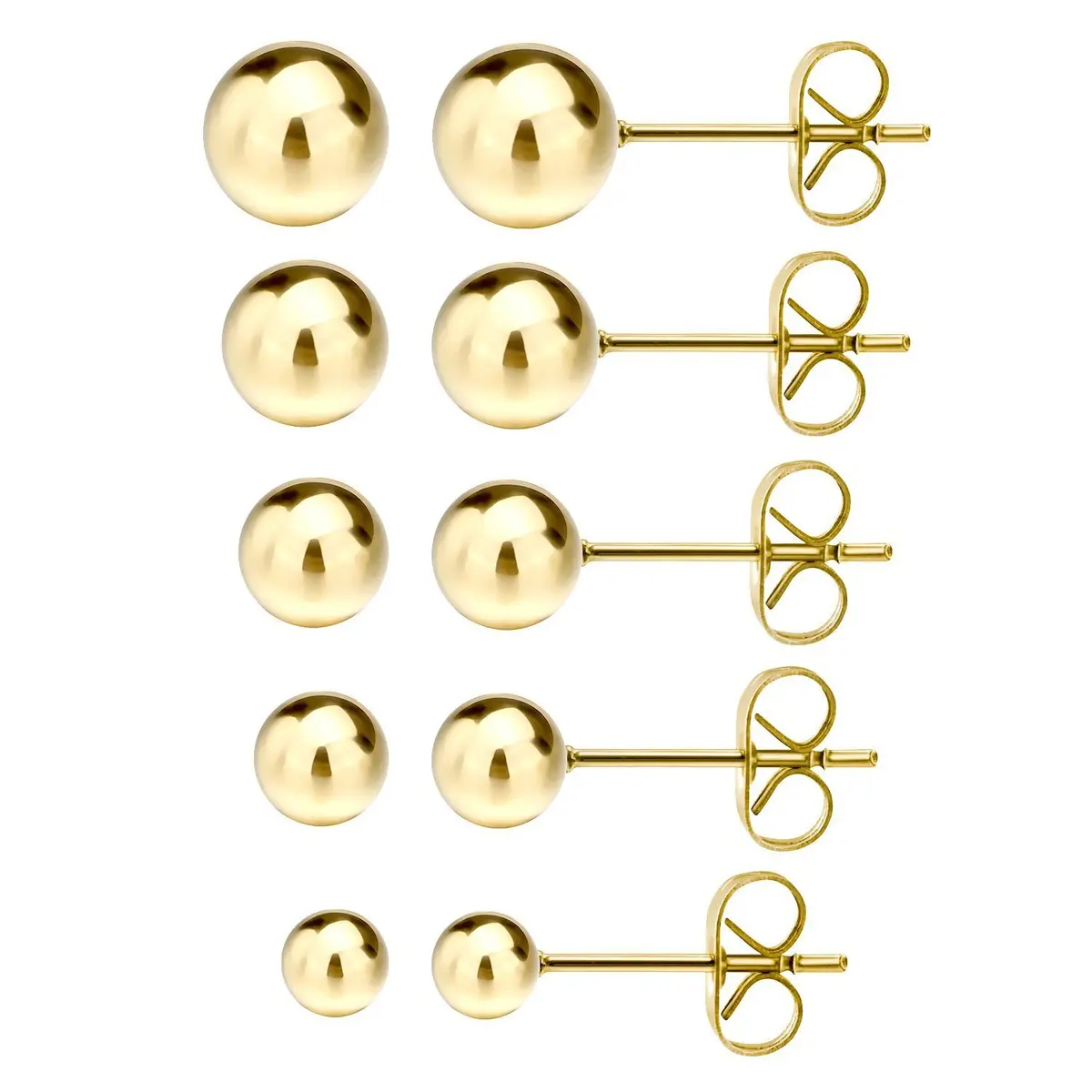 JEWELRIESHOP Stainless Steel Ball Earrings 2-6mm | Hypoallergenic & Classic (70-120 chars) - main product image