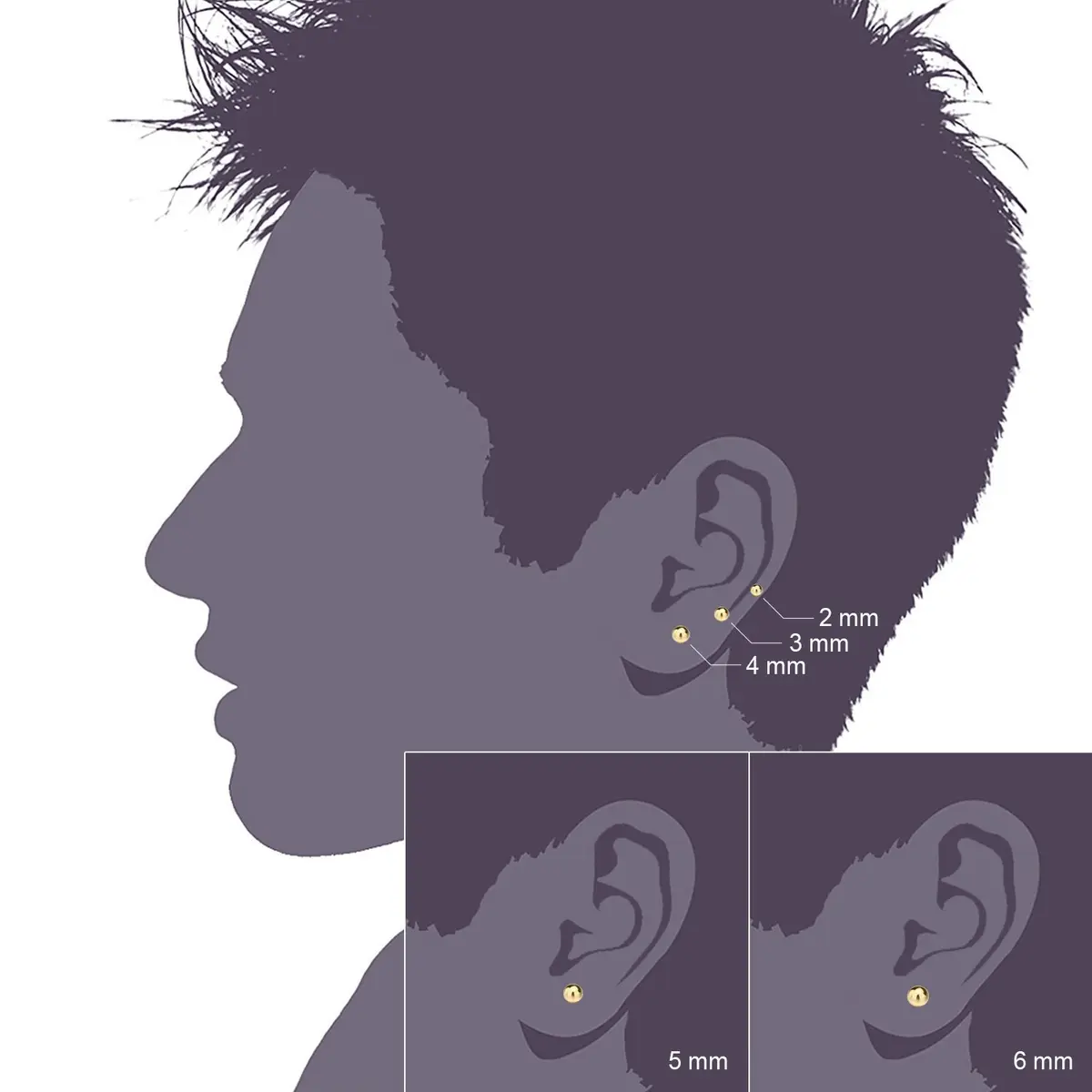 JEWELRIESHOP Stainless Steel Ball Earrings 2-6mm | Hypoallergenic & Classic (70-120 chars) - view 6