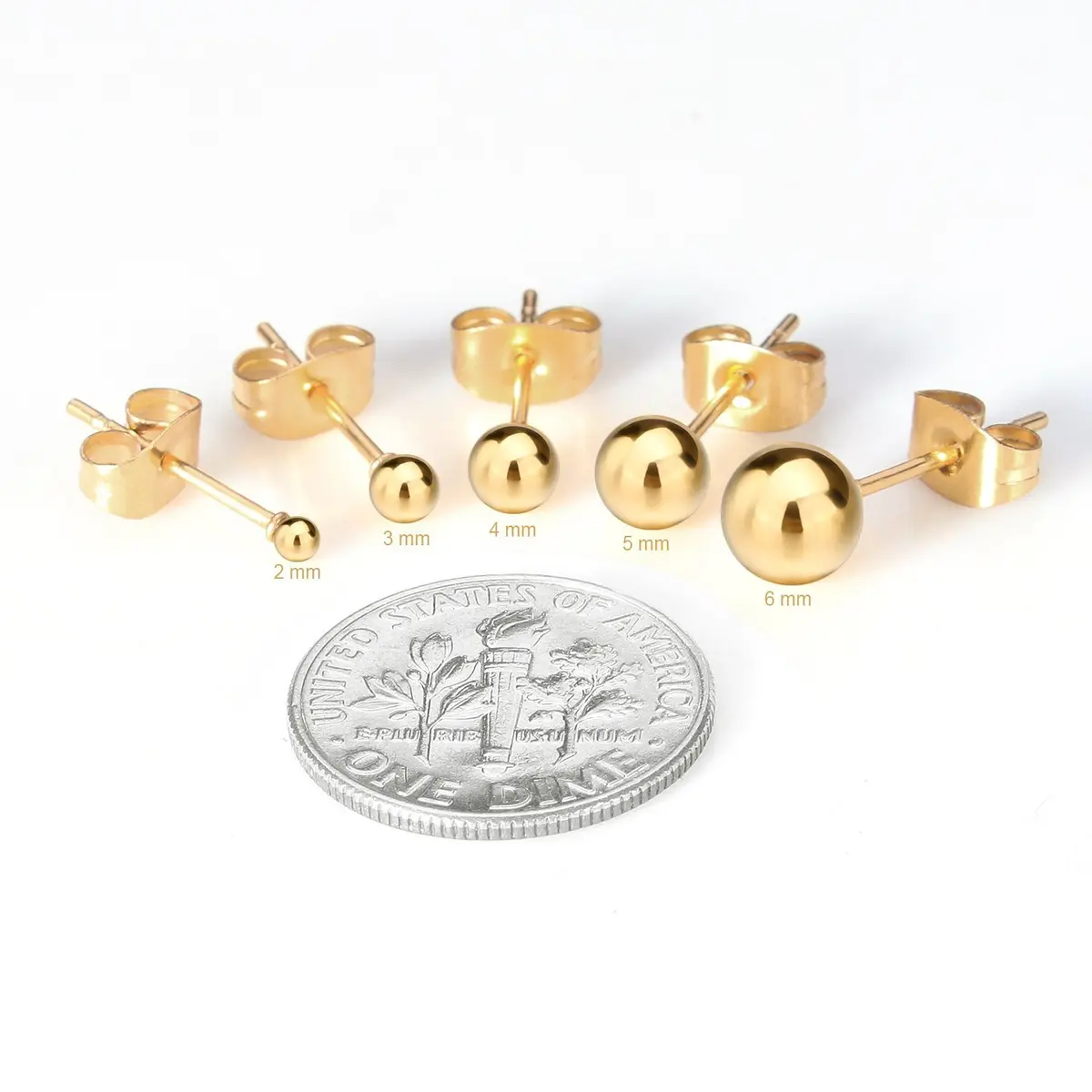 JEWELRIESHOP Stainless Steel Ball Earrings 2-6mm | Hypoallergenic & Classic (70-120 chars) - view 4
