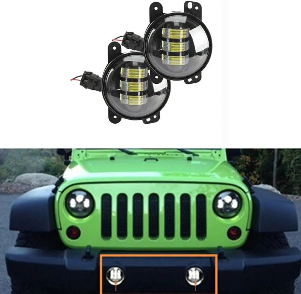 Lantsun 4Inch LED Fog Lights White Led Chip for 2007-2018 Wrangler JK | 30W Waterproof Aluminum Housing - main product image